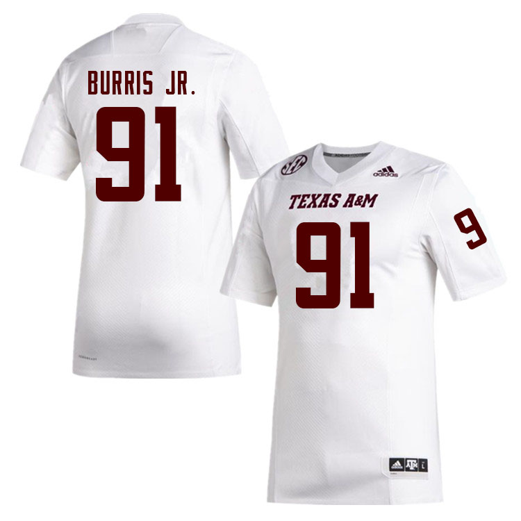 Men #91 Marcus Burris Jr. Texas A&M Aggies College Football Jerseys Sale-White
